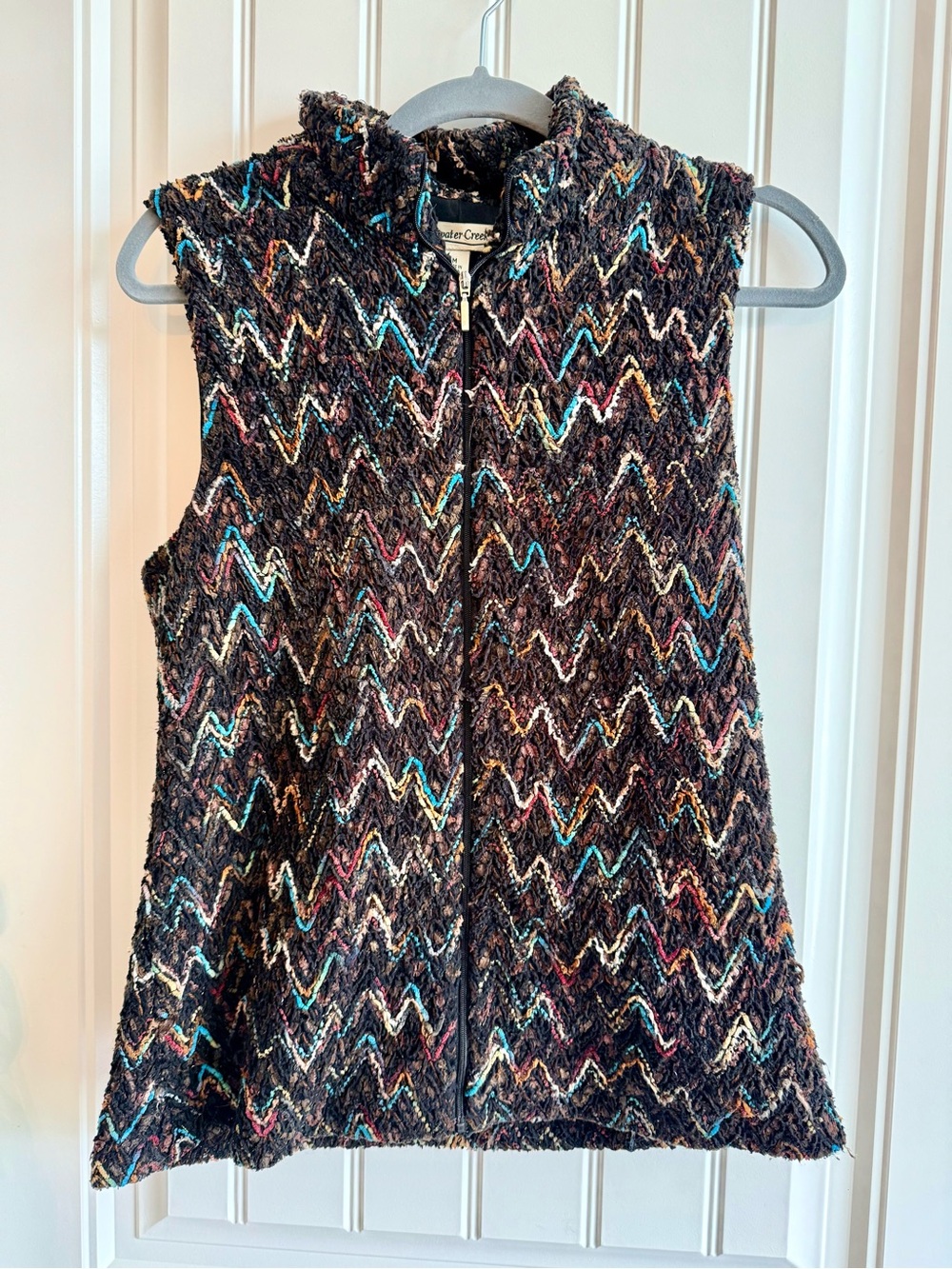 Coldwater Creek Multicolor Metallic Chevron Zip Vest M